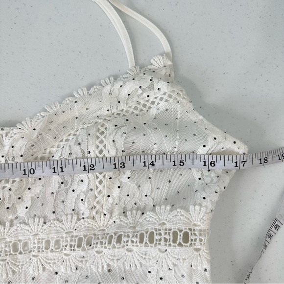 NSR Lace Midi Dress Sleeveless Fit & Flare Size M Micro Dot - Picture 8 of 13